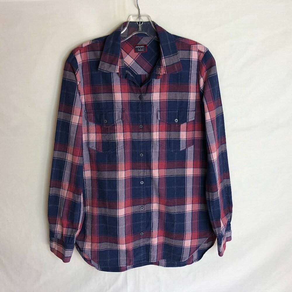 UNTUCKit Women's Size 4 Plaid Button Front Long Sleeve Shirt